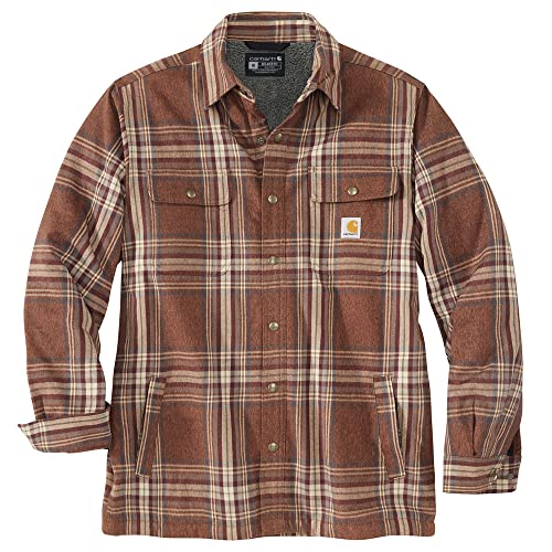 Carhartt Herren Langarmhemd Flannel Sherpa Lined Shirt, Farbe:Burnt Sienna, im Sale