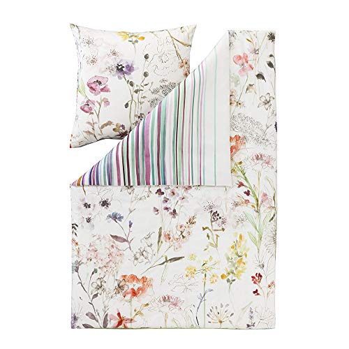 ESTELLA Mako-Satin Wendebettwäsche Floral multicolor 1 Bettbezug 135 x 200 cm + 1 Kissenbezug 80 x 80 cm