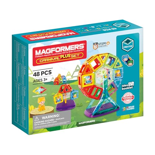 Magformers Carnival Plus 48-Piece Magnetic Construction Set. Makes Fairground Rides with Magnetic Pieces and Detachable Characters. STEM and Educational Toy., Carnival Plus Set 703016