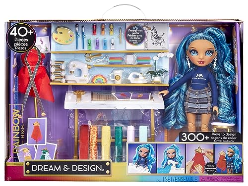 Rainbow High Dream & Design Fashion Studio Spielset - Modedesigner-Spielset mit Blauer Skyler Bradshaw Puppe - Ideal für Kinder von 4-12 Jahren und Sammler