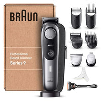 Thumbnail for Braun Barttrimmer, Bartschneider/Trimmer/Haarschneider Herren, Haarschneidemaschine Profi, Einstellungen, Ladestation, Reiseetui, Bartschablone, 180 Min. kabellose Laufzeit, BT9440 im Sale