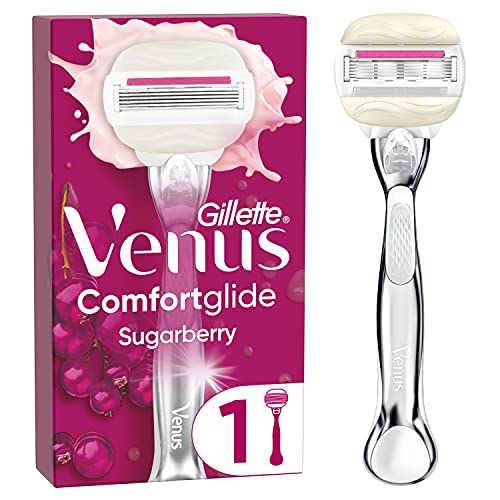 Gillette Venus Comfortglide Sugarberry Rasierer Damen, Damenrasierer + 1 Rasierklinge mit 5-fach Klinge, Frauen Geschenk