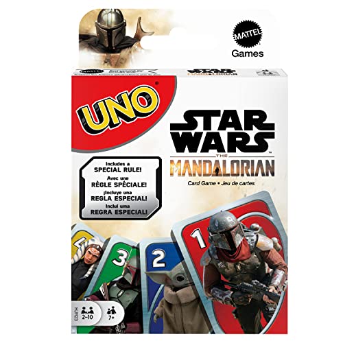 Mattel Games HJR23 - UNO Star Wars The Mandalorian Edition, Kartenspiel, Geschenk für Fans, Erwachsene oder Familien Spielabend, deutsche Version, ab 7 Jahren im Sale