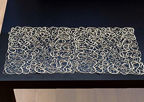 zartes Deckchen Tischläufer aus purer Spitze 23x46 cm (Sand)