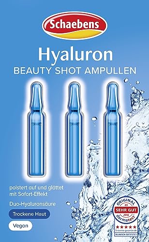 Schaebens Hyaluron Beauty Shot, mehr Feuchtigkeit und Aufpolsterung, Ampullen mit Duo Hyaluronsäure, Hypoallergen und VEGAN, 12.7 grams