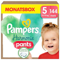 Thumbnail for Pampers Harmonie Windeln Pants Baby, Größe 5 (12kg-17kg), Monatsbox, sanfter Hautschutz und pflanzenbasierte Inhaltsstoffe, 144 Höschenwindeln