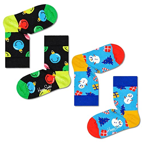 Happy Socks 2er Pack Weinachtssocken für Kinder, bunte und lustige Geschenkbox mit warme Socken im Sale