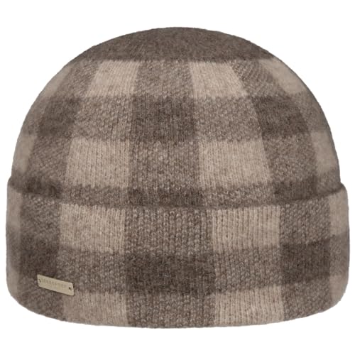 Seeberger Check Walkmütze Umschlagmütze Wollmütze Wintermütze Damenmütze Beanie (One Size - beige) im Sale