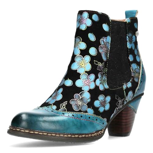 Laura Vita Damen Stiefelette Leder Chelsea Boot Blumen Lochmuster Alcizeeo 90, im Sale