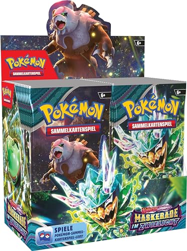 Pokémon-Sammelkartenspiel: Boosterpack-Display-Box Karmesin & Purpur – Maskerade im Zwielicht (36 Boosterpacks) im Sale