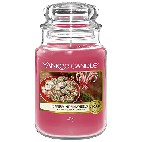 Yankee Candle Duftkerze | Große Peppermint Pinwheels Duftkerze im Glas | Snow Globe Wonderland Kollektion | Brenndauer: bis zu 150 Stunden im Sale