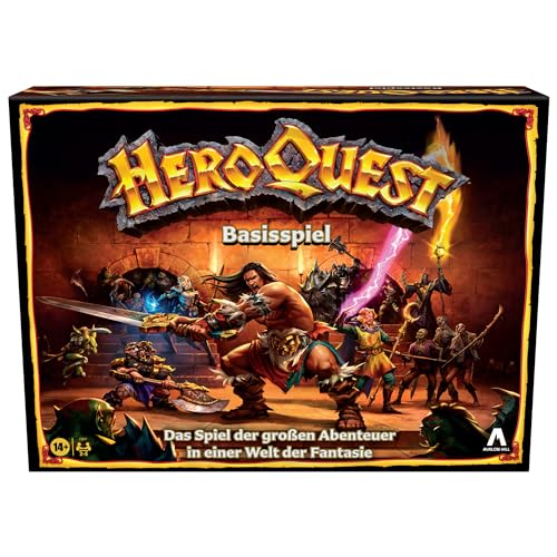 Avalon Hill HeroQuest Basisspiel, Dungeon Crawler Fantasie-Abenteuerspiel mit Miniaturen, ab 14 Jahren, für 2 − 5 Spieler im Sale