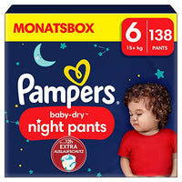 Thumbnail for Pampers Night Windeln Pants Größe 6 (15+kg) Baby-Dry, MONATSBOX, Windelhöschen bieten zusätzlichen Schutz für die ganze Nacht, 138 Höschenwindeln