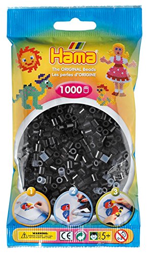 Hama Perlen 207-18 Bügelperlen Beutel mit ca. 1.000 Midi Bastelperlen mit Durchmesser 5 mm in Schwarz, kreativer Bastelspaß für Groß und Klein im Sale