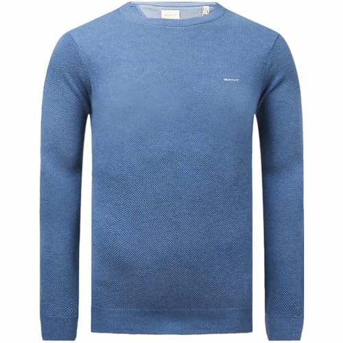 Gant Herren Cotton Pique C-Neck Pullover, Denim Blue Mel,  EU im Sale