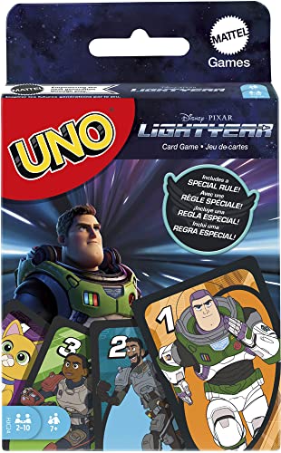 Mattel Games HJC24 - UNO Disney und Pixar Lightyear Kartenspiel mit Filmthema und Sonderregel, Geschenk für Kinder, Erwachsene und Familienspielabende, ab 7 Jahren im Sale