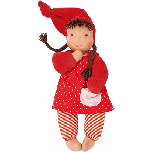 Käthe Kruse 38220 Kruse Stoff-Baby Puppe Schatzi mit Zipfelmütze in der Farbe Rot, 35 cm