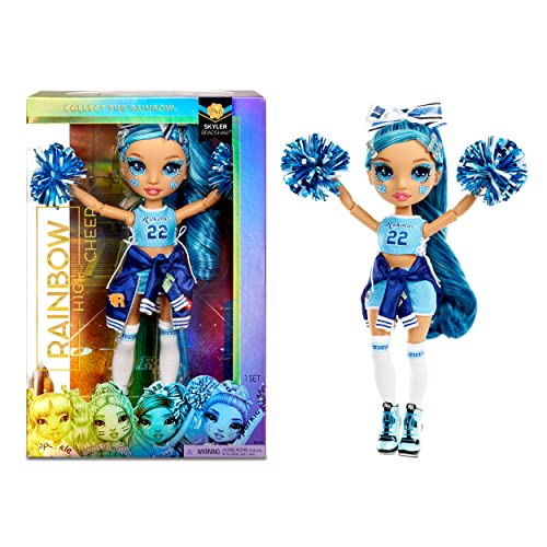 Rainbow High Cheer Fashion Doll - Luxoriöse Outfits, Pompons & Cheerleader Puppe - Skylar Bradshaw, Blaue Fashion Puppe Cheer Serie - für Mädchen ab 6 Jahren