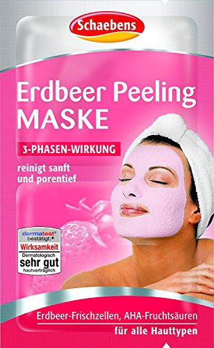 10 x Schaebens Erdbeer Peeling Gesichtsmaske - reinigt sanft und porentief (10 x 2 x 6mL für 20 Anwendungen)