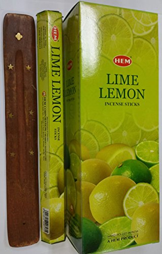 Lime Lemon Hexa Räucherstäbchen, 6 Packungen à 20 Stäbchen = 120 Stäbchen mit Räucherstäbchenhalter von Sterling effectz