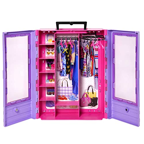 Barbie Kleiderschrank, Ultimate Closet, zum Organisieren von Barbie Kleidung und Accessoires, inkl. Kleiderbügel, Spielzeug ab 3 Jahre, HJL65 im Sale