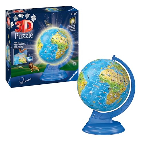 Ravensburger 3D Puzzle 11274 - Kinderglobus mit Licht in deutscher Sprache - 180 Teile - Beleuchteter Globus für Kinder ab 6 Jahren im Sale