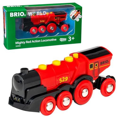 BRIO World 33592 Rote Lola elektrische Lok - Batterie-Lokomotive mit Licht & Sound - Kleinkinderspielzeug empfohlen ab 3 Jahren, tolles im Sale