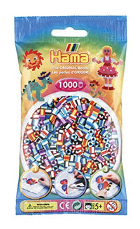 Thumbnail for Hama Perlen 207-90 Bügelperlen Beutel mit ca. 1.000 Midi Bastelperlen mit Durchmesser 5 mm im Mix gestreift, kreativer Bastelspaß für Groß und Klein