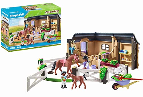 PLAYMOBIL Country 71238 Reitstall, Pferdebox mit kleinem Anbau und Auslauf, Pferd mit Fohlen für den Reiterhof, Spielzeug für Kinder ab 4 Jahren im Sale