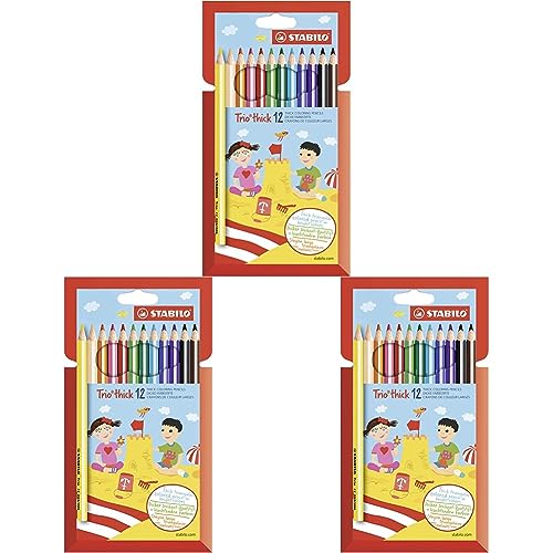 Dreikant-Buntstift - STABILO Trio dick - 3x 12er Pack - mit 12 verschiedenen Farben