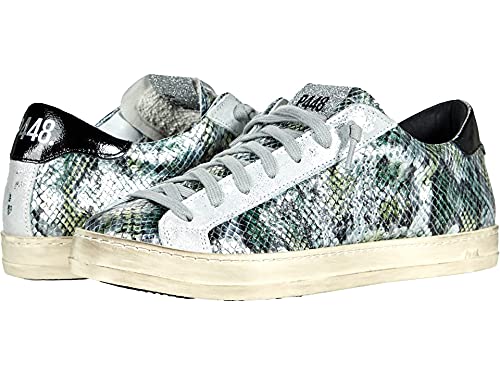 P448 John Pink Damen-Sneaker mit Python-Aufdruck, italienischer Stil, knöchelfrei, Wasabi, 43 EU im Sale