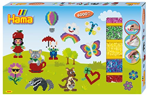 Hama Perlen 3044 Großes Geschenk-Set Allround mit ca. 6.000 bunten Midi Bügelperlen mit Durchmesser 5 mm, 3 Stiftplatten, inkl. Bügelpapier, kreativer Bastelspaß für Groß und Klein im Sale