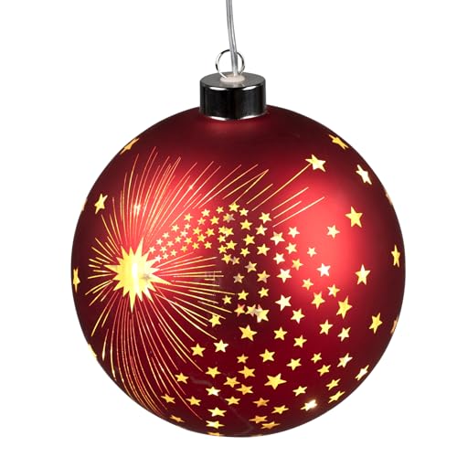 Hänger Kugel LED Licht Sterne rot | Weihnachtskugel Fensterhänger | Timer | 15 cm im Sale