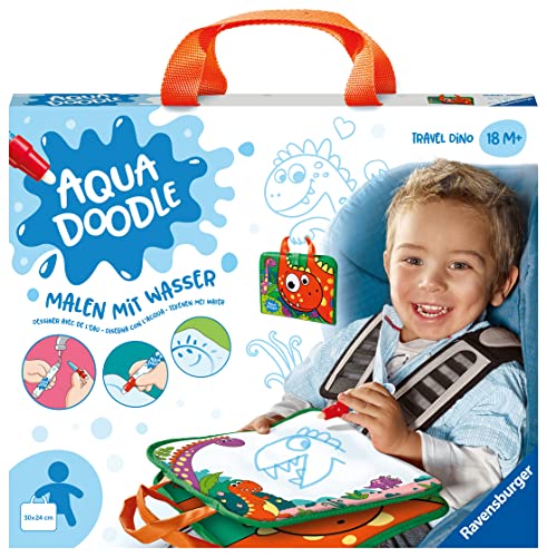 Ravensburger 4566 Aquadoodle Travel Dino - Erstes Malen für unterwegs - Fleckenfreier Malspaß mit Wasser - Reiseset für Kinder ab 18 Monaten, Beschäftigung für Kinder im Flugzeug, Auto, Zug im Sale