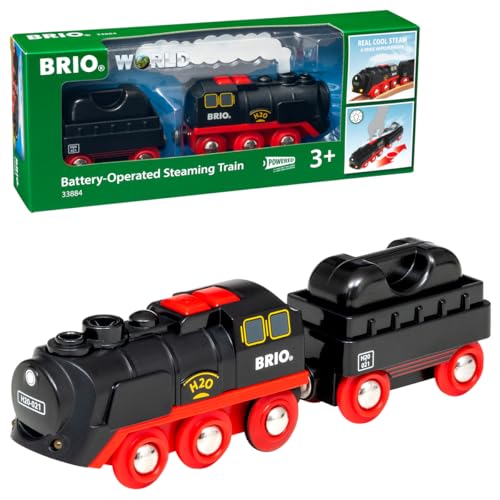 BRIO World 33884 Batterie-Dampflok mit Wassertank - Lokomotive Eisenbahn mit echtem kühlen Dampf und Wasserbehälter zum Nachfüllen - Empfohlen ab 3 Jahren, tolles im Sale