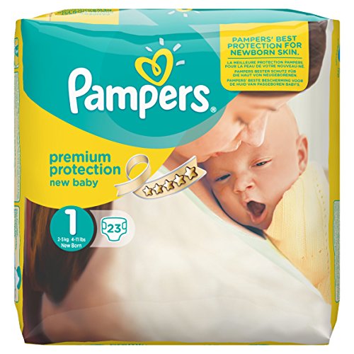 Pampers Windeln New Baby, Gr. 1 Newborn 2-5 kg Tragepack, 4er Pack (4 x 23 Stück)