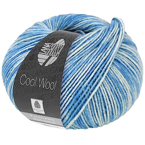 Lana Grossa Cool Wool Neon Print 6523 - Neonblau/Zartblau