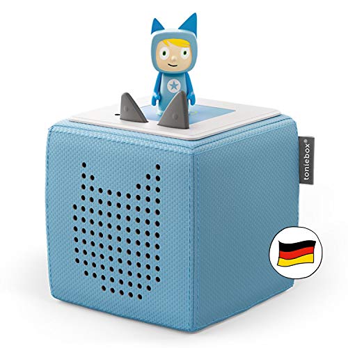 tonies Toniebox Starter Set inkl. 1 Kreativ Figur – Audioplayer für Hörbücher und Lieder für Kinder, einfach zu bedienende kabellose Musikbox BZW. Lautsprecher, 7 Std. Akku, Hellblau im Sale