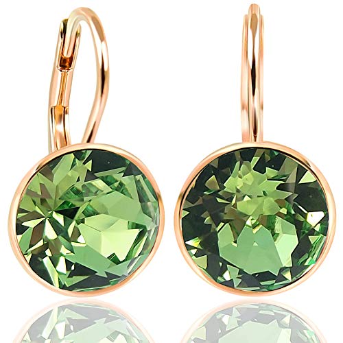 925 Ohrringe Rosegold Grün Kristalle Peridot Sterling Silber vergoldet NOBEL SCHMUCK im Sale