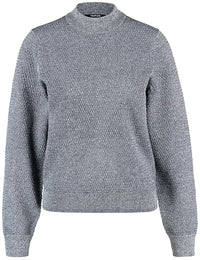 Thumbnail for Taifun Damen Pullover aus Struktur-Strick Langarm, Ärmelbündchen Melange, unifarben Drizzle Grey Gemustert 38 im Sale