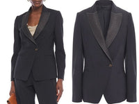 Thumbnail for BRUNELLO CUCINELLI Jackenblazer BRUNELLO CUCINELLI Sparkle-lapel Embellished Bead Twill Suit Blazer Ja