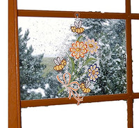 Thumbnail for Plauener Spitze Fensterbild Sommerstrauß Bienen Frühling Sommer 21x34 cm + Saugnapf