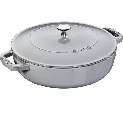 STAUB Gusseisen Bräter, Chistera Tropfenstruktur im Deckel, Rund 28 cm, 3,7 L, Für alle Herdarten geeignet, Graphitgrau