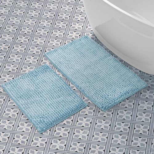 Laura Ashley Butterteppich | weiche Chenille-Badematte | Badezimmerdekoration | wasserabweisend und maschinenwaschbar, 43,2 x 61 cm und 50,8 x 86,4 cm, Aqua im Sale