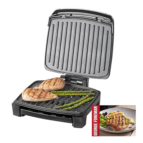 George Foreman Immersa Grill - Tischgrill - in 3 Handgriffen zerlegen - spülmaschinengeeignet - spart Zeit & Geld - weniger Fett - Indoor-Grill - Anti-Haft-Beschichtung - Kompaktes Design - small im Sale