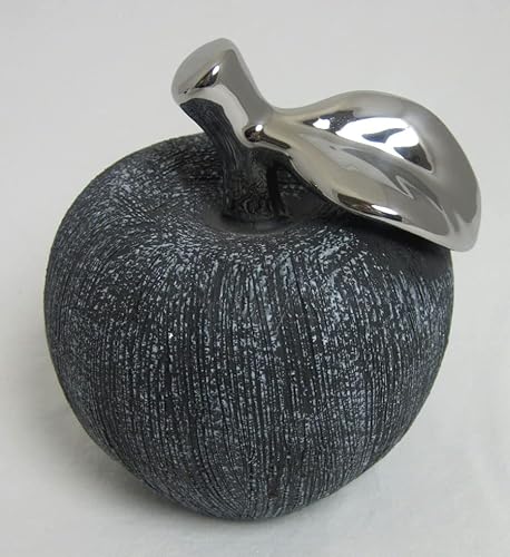 Deko Apfel 11 cm Anthrazit Silber grau