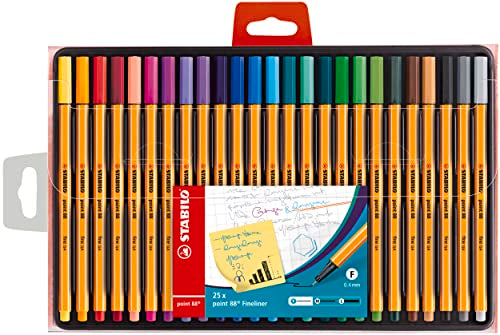 Fineliner - STABILO point 88 - 25er Pack - mit 25 verschiedenen Farben