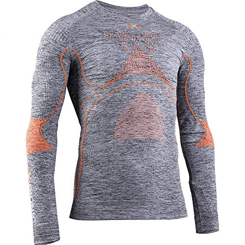 X-Bionic Herren Energy Accumulator 4.0 Shirt Round Neck Long Sleeves Men, Grey Melange/Orange, XXL im Sale