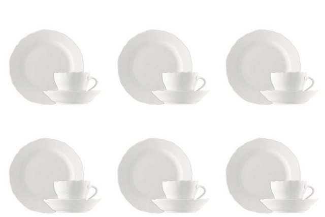 Hutschenreuther Kaffeeservice Kaffeeset 18-tlg. - MARIA THERESIA Weiß - 1 Set (18-tlg), 6 Personen, Porzellan, Porzellan, spülmaschinenfest, mikrowellengeeignet