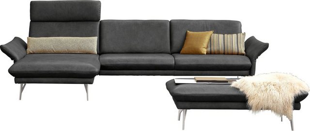 himolla Ecksofa 1928, mit Hocker, Füße Edelstahloptik